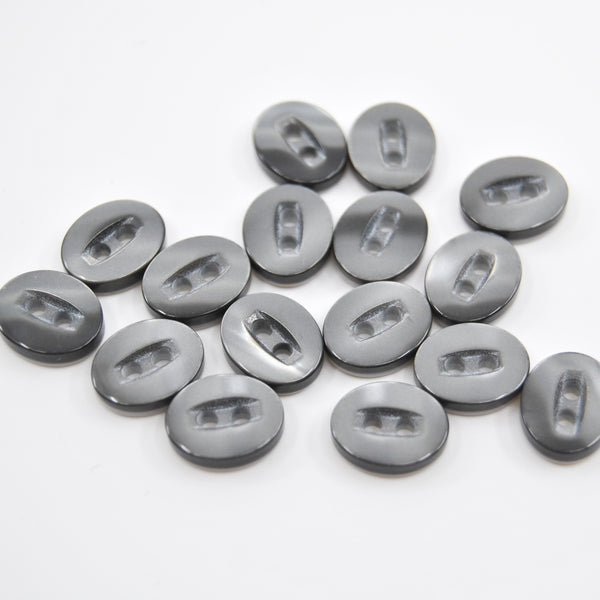 Button - Pearlised Smoke Oval – 12mm